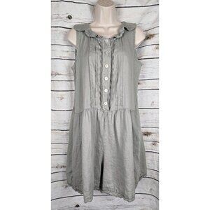 Amy Rigg Clothing 100% Linen Romper M Ruffle Lace Gray One Piece Sleeveless